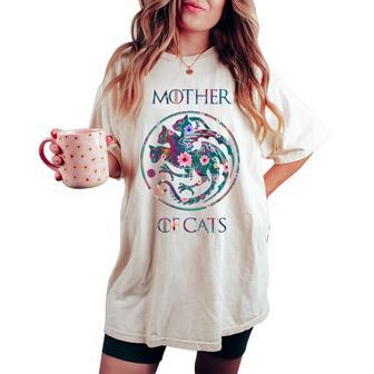 Camisa De Madre De Gatos Con Diseño De Flores Para Amantes De Los Gatos In Mangas Camiseta extragrande cómoda para mujer - Regaloses