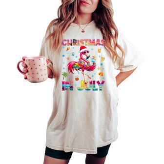 Christmas In July Flamingo Hawaiian Summer Kid Women's Oversized Comfort T-shirt - Thegiftio UK