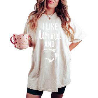 Concritta I Like Wine Andharks Ocean Animal T-shirt comoda oversize da donna - Novitaregali