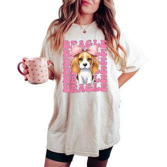 Coquette Bow Beagle Fille Chien Maman Fête Des Mères Rose T-shirt oversize confortable pour femme - Cadeauxyz