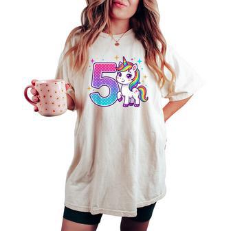 Licorne Pour 5E Anniversaire Pour Filles 5 Ans T-shirt oversize confortable pour femme - Cadeauxyz