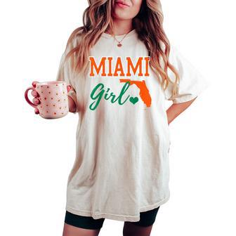 Miami Girl Cute Heart Map Shape Women's Oversized Comfort T-shirt - Thegiftio UK