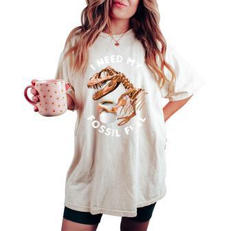 Need My Fossil Fuel T-Rexkeleton Coffee T-shirt comoda oversize da donna - Novitaregali