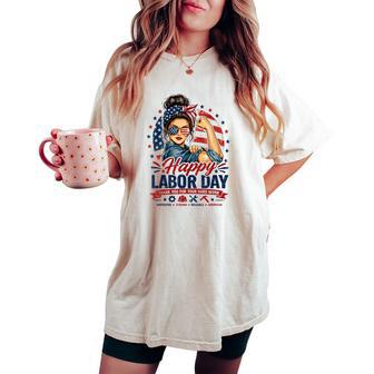 Patriotic Labor Day Woman Graphic American Pride Women's Oversized Comfort T-shirt | Seseable UK
