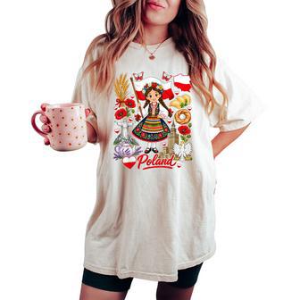 Poland Folk Costume Polska Heritage Girls T-shirt comoda oversize da donna - Novitaregali