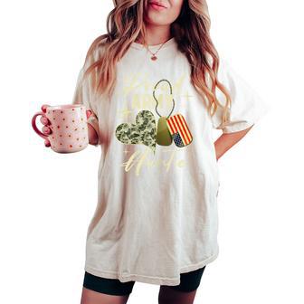 Proud Army Auntie Camouflage Mother's Day Dog Tag Us Flag For Women Women's Oversized Comfort T-shirt | Seseable UK