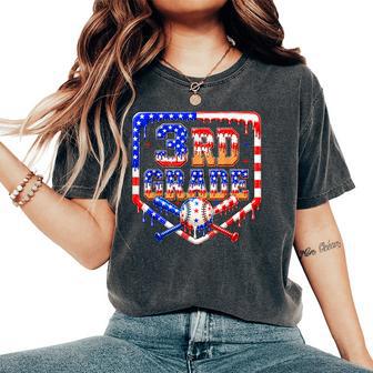 3Rd Grade Baseball Drip Boys Kids Usa Flag Back To School Women's Oversized Comfort T-Shirt - Thegiftio UK