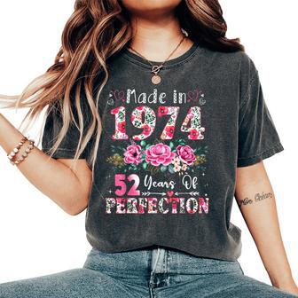 52 Year Old Made In 1974 Floral 52Th Birthday Women Women's Oversized Comfort T-Shirt - Thegiftio UK