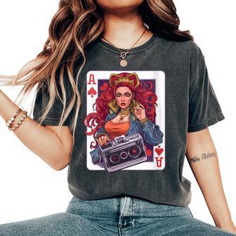 Aceixenpades Jeu De Cartes Reine T-shirt oversize confortable pour femme - Cadeauxyz