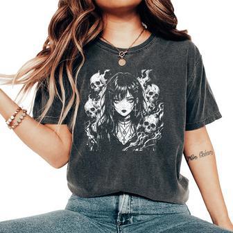 Anime Gothique Pour Fille Manga Horreur Crâne Effrayant Waifu Otaku T-shirt oversize confortable pour femme - Cadeauxyz