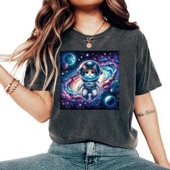 Astronaute Chat Planètes Galaxie S Filles Chaton T-shirt oversize confortable pour femme - Cadeauxyz
