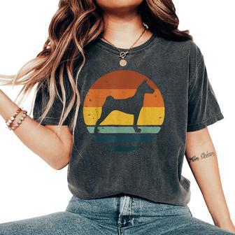 Basenjiintage Mammaintage Papà Retro Dog Cane Carino Reg T-shirt comoda oversize da donna - Novitaregali