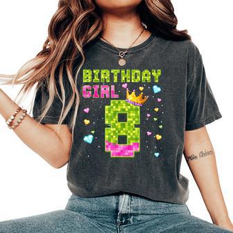 Birthday Girl Pink It's My 8Th Birthday Video Game Pixel Women's Oversized Comfort T-Shirt - Thegiftio UK