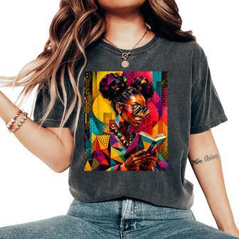 Black History Educated Geometric Reading Book Melanin Women's Oversized Comfort T-Shirt - Thegiftio UK