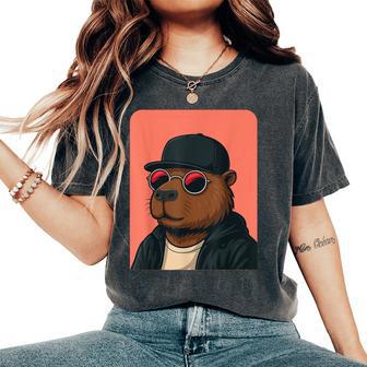 Capybara Con Gafas Deol Para Hombres Y Es Capybara Gráfica Camiseta extragrande cómoda para mujer - Regaloses