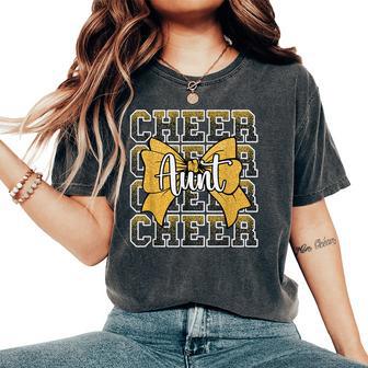 Cheer Aunt Auntie Bow Sport Cheerleader Cheerleading Yellow Women's Oversized Comfort T-Shirt | Seseable UK