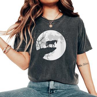 Cheval Mignon Avec Lune Nuit Fille Cavalière Chevaux T-shirt oversize confortable pour femme - Cadeauxyz