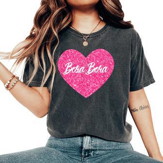Cœur Rose I Love Bora Bora Cadeau Deoyage Pour Et Fille T-shirt oversize confortable pour femme - Cadeauxyz