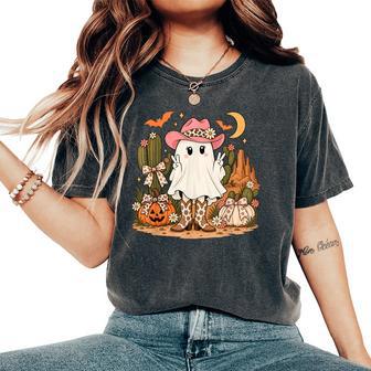 Cute Halloween Cowgirl Ghost Western Desert Pumpkin Women Women's Oversized Comfort T-Shirt | Seseable UK
