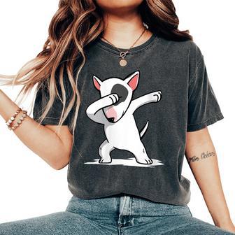 Dabbing Bull Terrier Inglés Dab Dance Perro Cuello Camiseta extragrande cómoda para mujer - Regaloses
