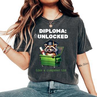Divertente Diploma Di Procione Laureabloccato Laureato T-shirt comoda oversize da donna - Novitaregali