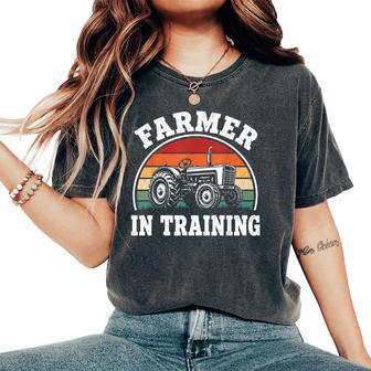 Farmer In Training Boys Girls Kids Tractor Farming Women's Oversized Comfort T-Shirt | Seseable UK