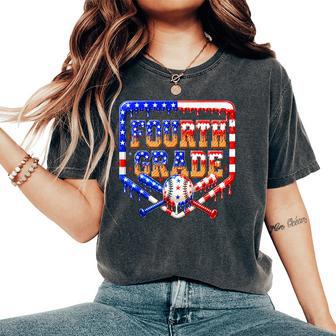 Fourth Grade Baseball Drip Boys Kids Usa Flag Back To School Women's Oversized Comfort T-Shirt - Thegiftio UK