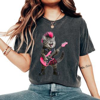 Cat Rock And Roll Music Band For Girls Kids Women's Oversized Comfort T-Shirt | Seseable UK