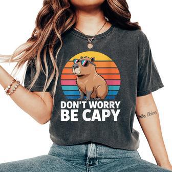Don't Worry Be Capybara Capybara Hombres Niños Niños Jóvenes Es Cuello Camiseta extragrande cómoda para mujer - Regaloses