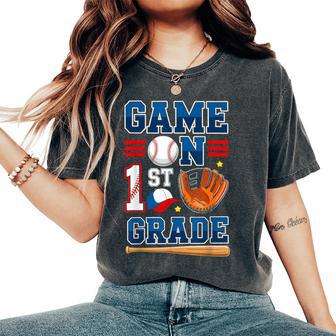 Game On 1St Grade Baseball Boys Back To School First Day Women's Oversized Comfort T-Shirt - Thegiftio UK