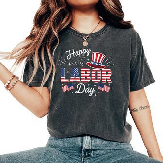 Happy Labor Day Patriotic Union Workers Usa Flag Women Women's Oversized Comfort T-Shirt | Seseable UK