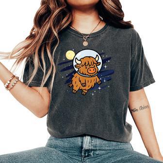 Highland Cow Astronaut Space Animal Lover Moon Boys Girls Women's Oversized Comfort T-Shirt - Thegiftio UK