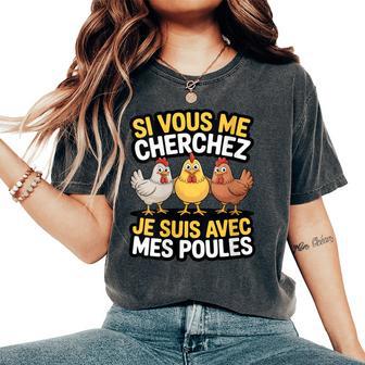 Ious Me Cherchez Jeuis Avec Mes Poules Humour Ferme T-shirt oversize confortable pour femme - Cadeauxyz