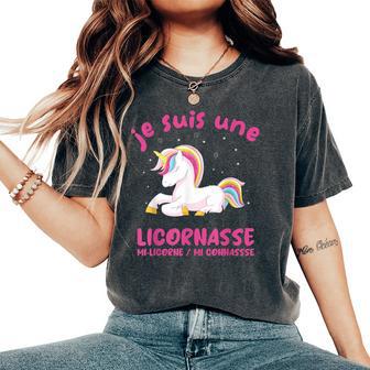 Jeuis Une Licornasse Humour Licorne Rigolo Cadeau T-shirt oversize confortable pour femme - Cadeauxyz