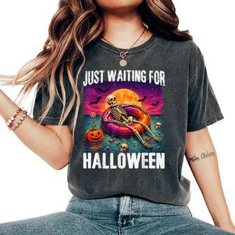Just Waiting For Halloween Summer Skeleton Kid Women's Oversized Comfort T-Shirt - Thegiftio UK