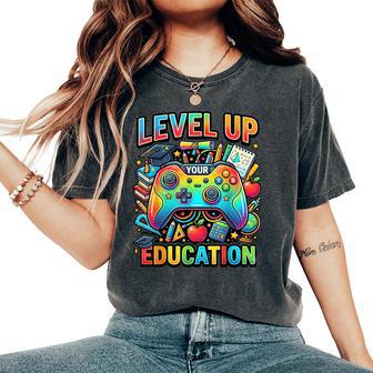 Level Up Your Education Gaming Inspired Teacher Gamers Women's Oversized Comfort T-Shirt - Thegiftio UK