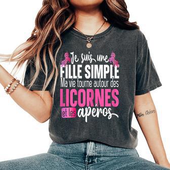 Licorne Alcool Apéro Bière Magie Girly Rose Cadeau Humour T-shirt oversize confortable pour femme - Cadeauxyz