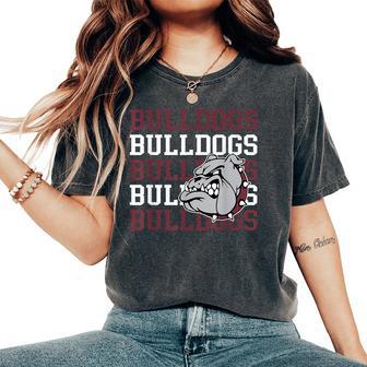 Maroon Bulldogs School Spirit Bulldog Mascot Teacher Bulldog Women's Oversized Comfort T-Shirt | Seseable UK