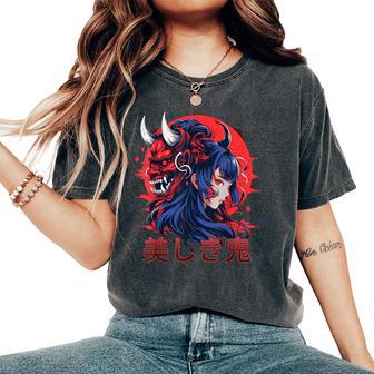 Masque Oni Japonais Belle Demon Girltyle Anime T-shirt oversize confortable pour femme - Cadeauxyz