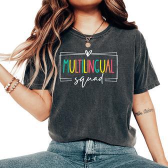 Multilingual Squad International Language Dual Teacher Retro Women's Oversized Comfort T-Shirt - Thegiftio UK