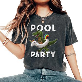 Pool Party Dinosaure Avec Licorne Flottante T-shirt oversize confortable pour femme - Cadeauxyz