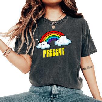 Present Cute arcastic Retrointage Rainbow レディースオーバーサイズコンフォートTシャツ - Kawaiitshirt