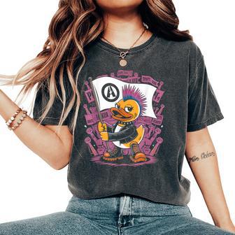 Punk Duck Rock Ducker Anarchy Punker Camiseta extragrande cómoda para mujer - Regaloses