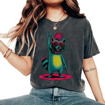 Raccoon Punk Rock And Roll Kids Raccoon Women's Oversized Comfort T-Shirt - Thegiftio UK