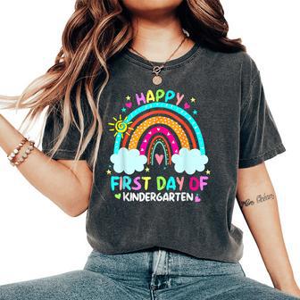 Rainbow Happy First Day Of Kindergarten Back To School Women's Oversized Comfort T-Shirt | Seseable UK