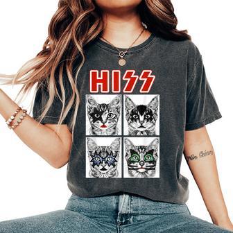 Retro Cat Rock Music Concierto Band Hombres Niños Es Gato Divertido Camiseta extragrande cómoda para mujer - Regaloses