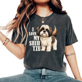 Shih Tzu Mom I Love My Shih Tzu Pet Dog Animal Lover Women's Oversized Comfort T-Shirt | Seseable UK