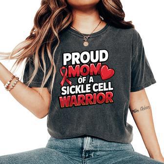 Sickle Cell Warrior Awareness Proud Mom Burgundy Ribbon Women's Oversized Comfort T-Shirt | Seseable UK