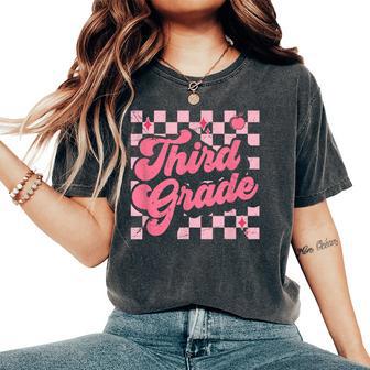 Third Grade Pink Checkered Retro 3Rd Grade Teacher Kids Girl Women's Oversized Comfort T-Shirt - Thegiftio UK
