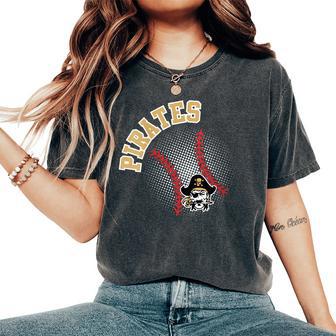 Women's Pirates Baseball Mom Game Day Sports Gold Pirate Pride Women's Oversized Comfort T-Shirt | Seseable UK